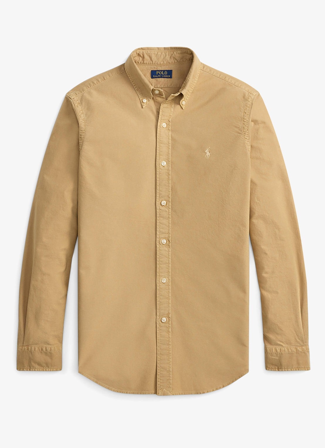 Ralph Lauren Custom fit overhemd met logoborduring - voorkant 4 cafe tan