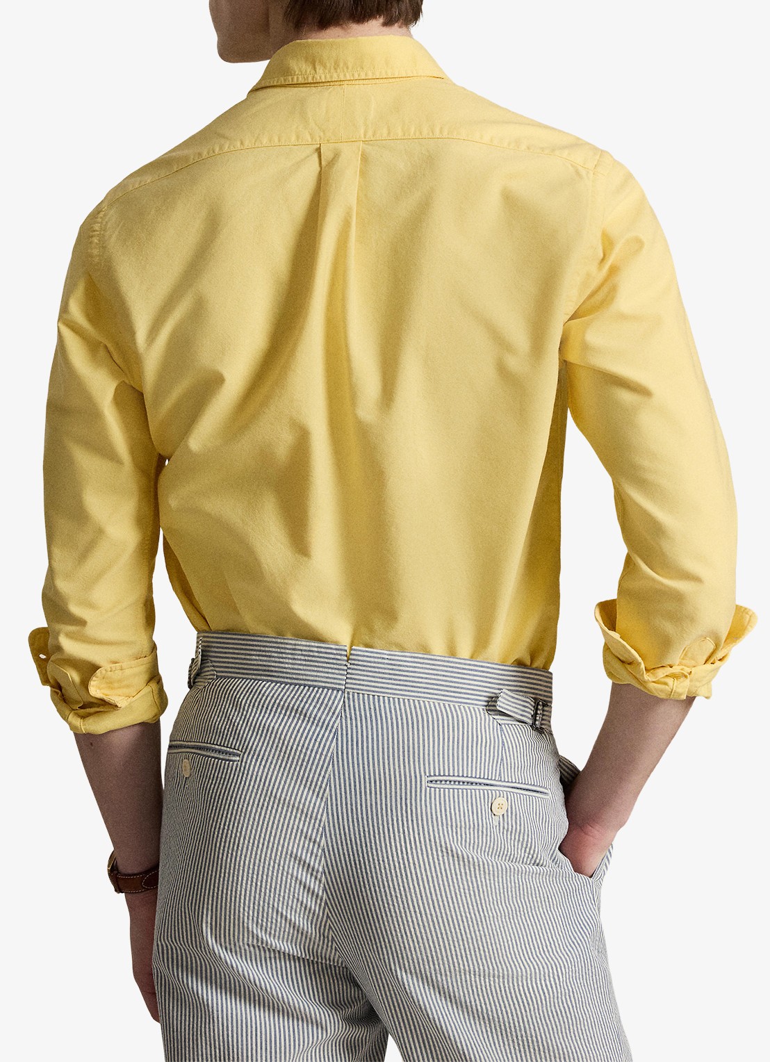 Ralph Lauren Custom fit overhemd met logoborduring - achterkant corn yellow