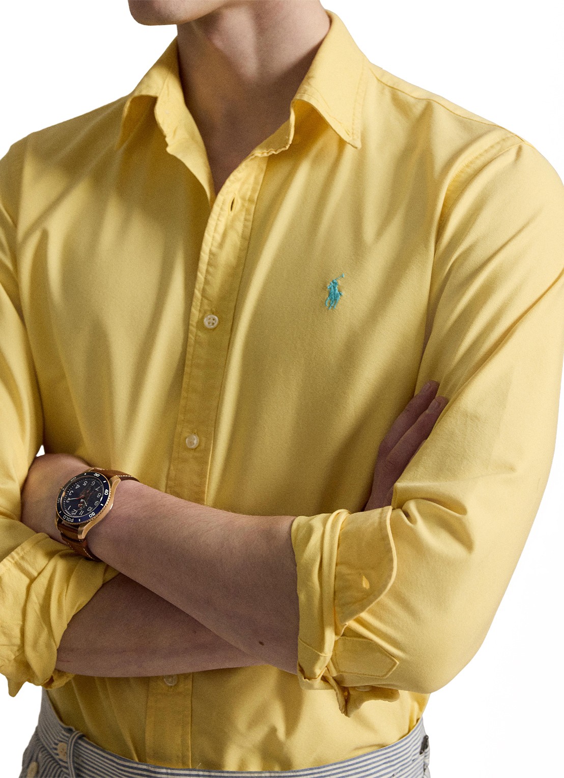 Ralph Lauren Custom fit overhemd met logoborduring - detail 3 corn yellow