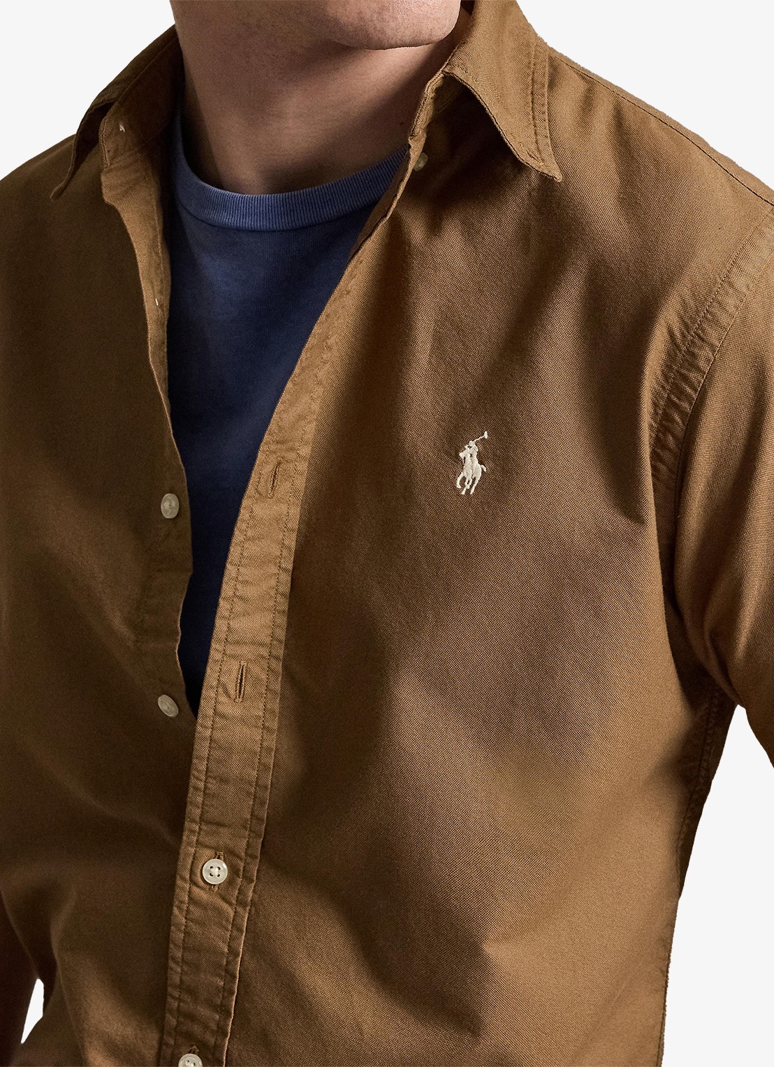 Ralph Lauren Custom fit overhemd met logoborduring - detail 3 rl brown