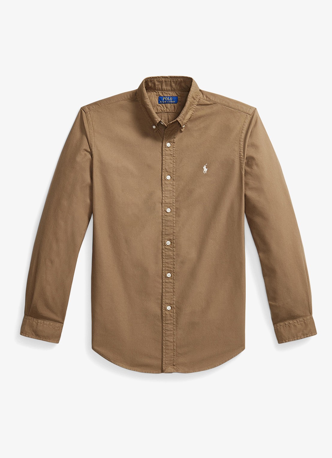 Ralph Lauren Custom fit overhemd met logoborduring - voorkant rl brown