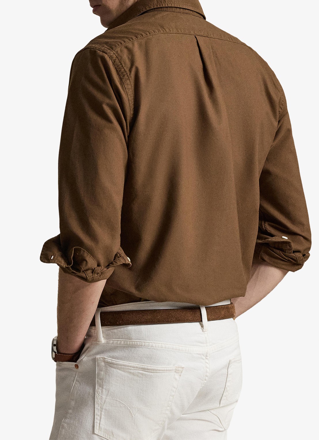 Ralph Lauren Custom fit overhemd met logoborduring - achterkant 6 chestnut / lichtbruin