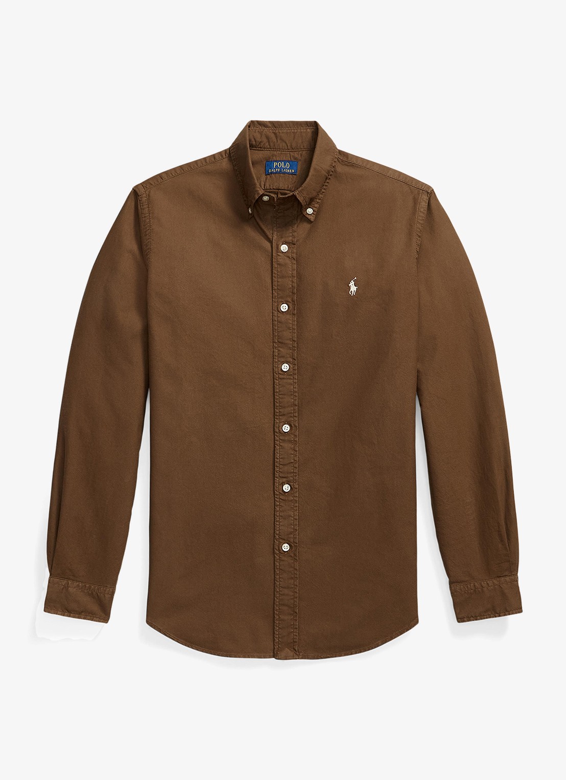 Ralph Lauren Custom fit overhemd met logoborduring - voorkant chestnut / lichtbruin