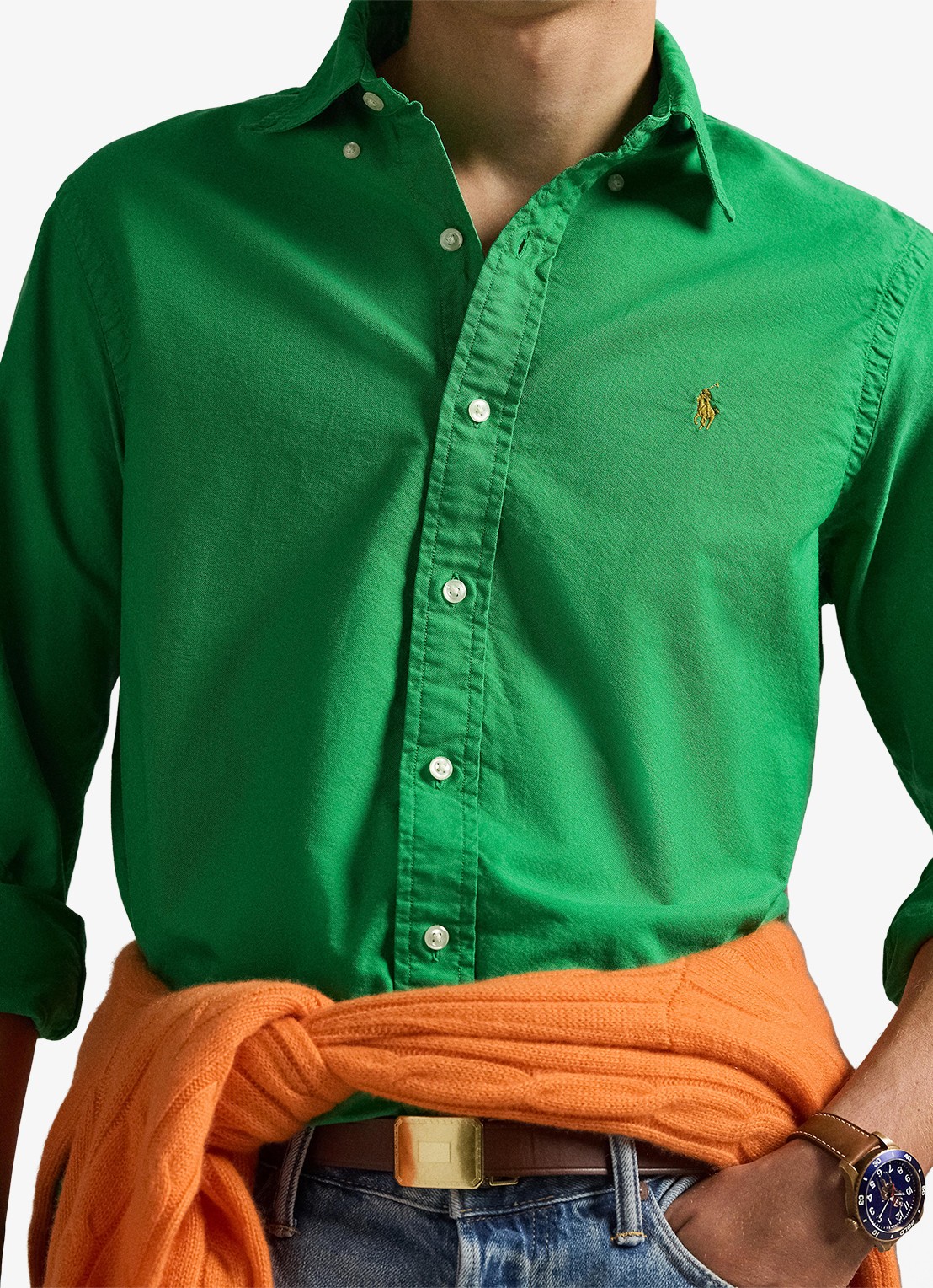 Ralph Lauren Custom fit overhemd met logoborduring - detail 2 stem