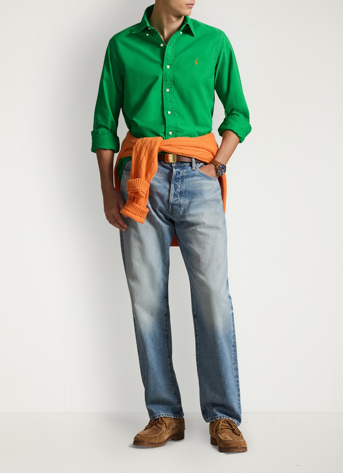 Ralph Lauren Custom fit overhemd met logoborduring - voorkant 5 stem