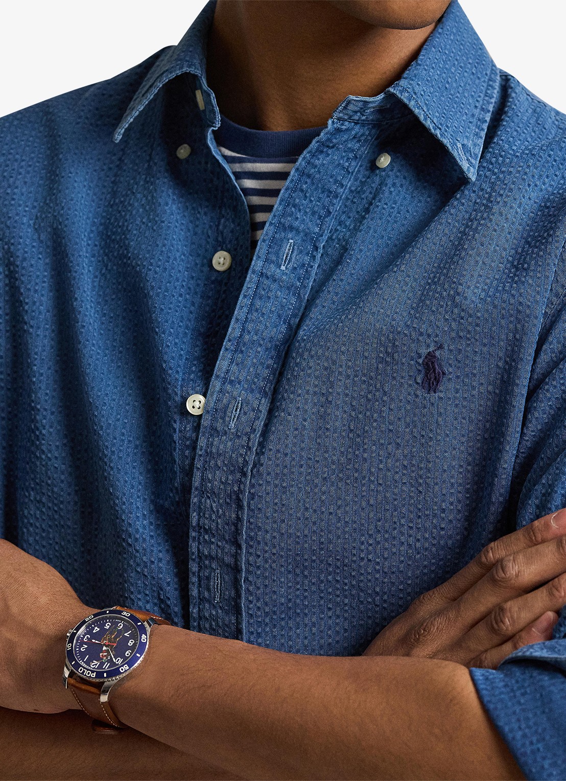 Ralph Lauren Custom fit overhemd met logoborduring - detail 4 dark indigo-2wee