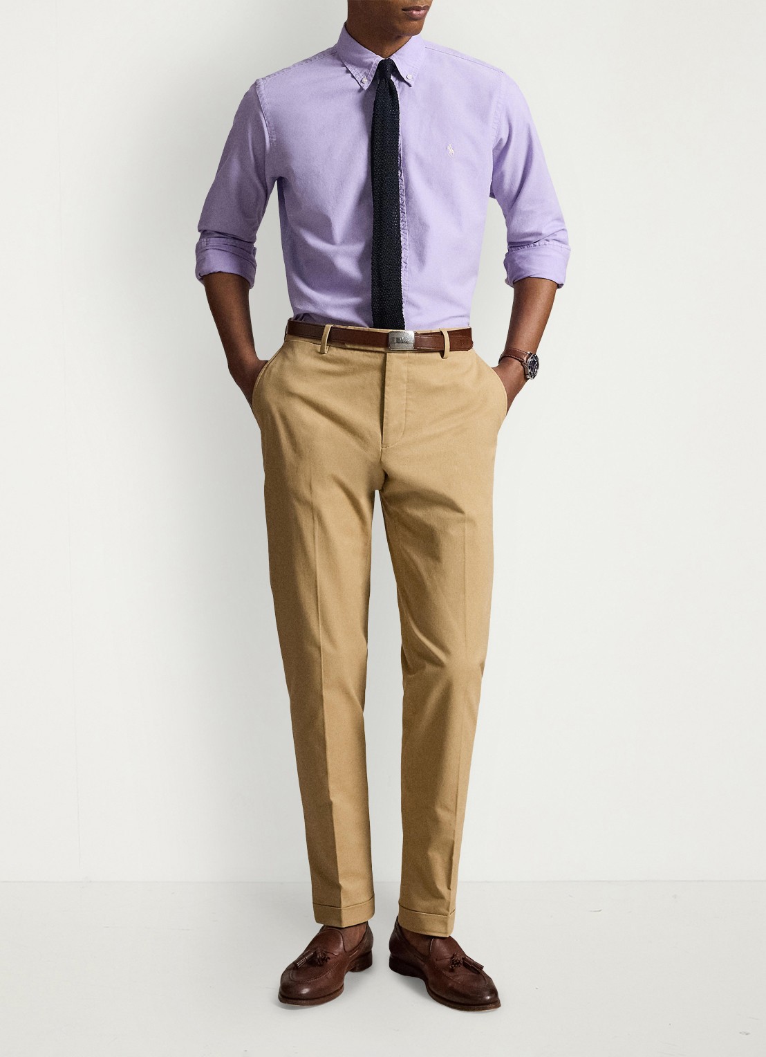 Ralph Lauren Custom fit overhemd met logoborduring - detail powder purple-2ypd