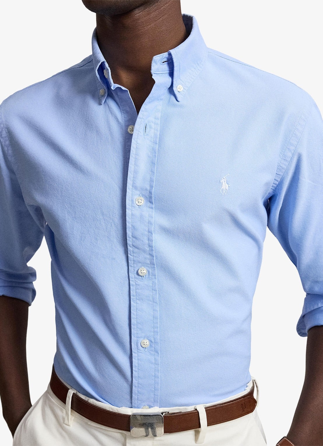 Ralph Lauren Custom fit overhemd met logoborduring - detail 3 austin blue white-zx2u