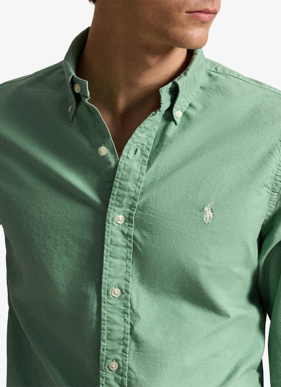 Ralph Lauren Custom fit overhemd met logoborduring - detail 4 faded mint-31r6