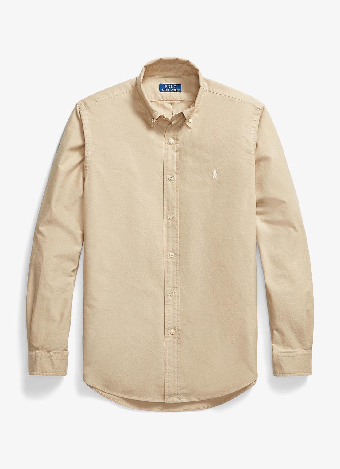 Ralph Lauren Custom fit overhemd met logoborduring - voorkant 4 dune tan-33g2