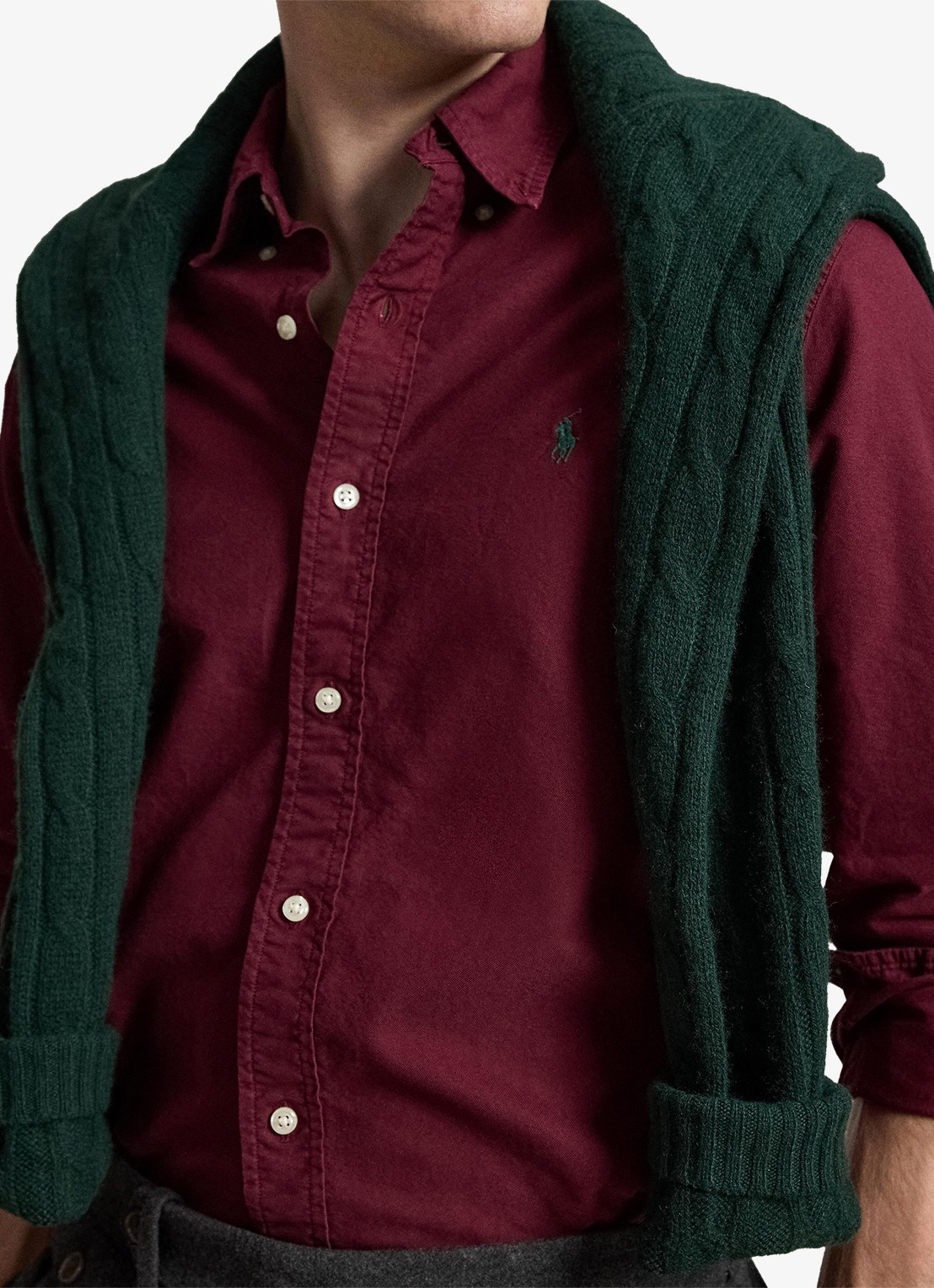 Ralph Lauren Custom fit overhemd met logoborduring - detail 4 classic wine / wijnrood