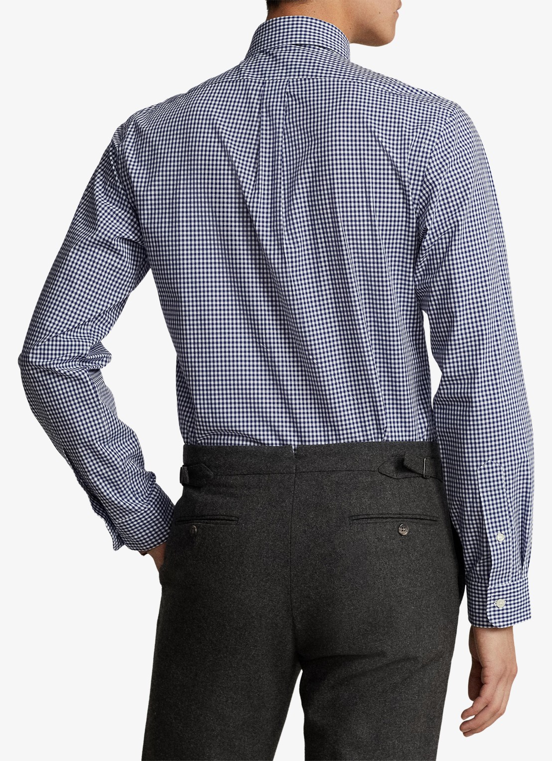Ralph Lauren Custom fit overhemd met ruitdessin en logoborduring - achterkant 3 navy/white / donkerblauw
