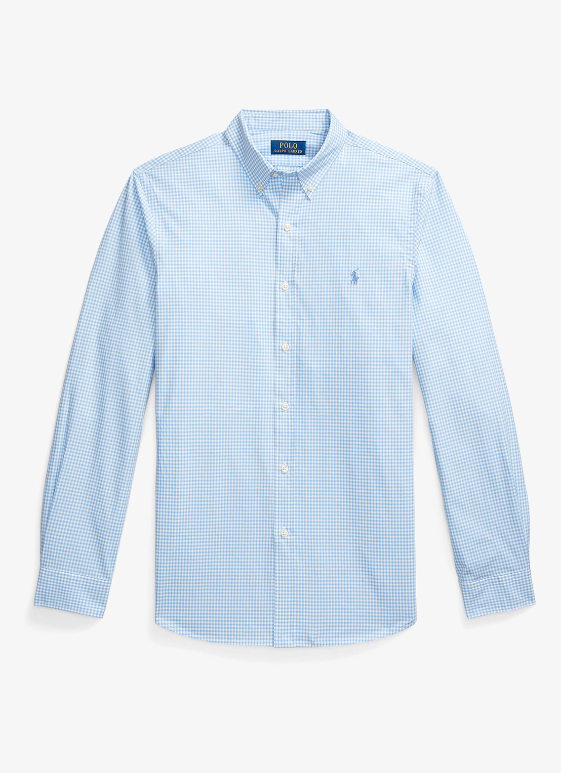 Ralph Lauren Custom fit overhemd met ruitdessin en logoborduring - voorkant 2 canvas blue/white / blauw
