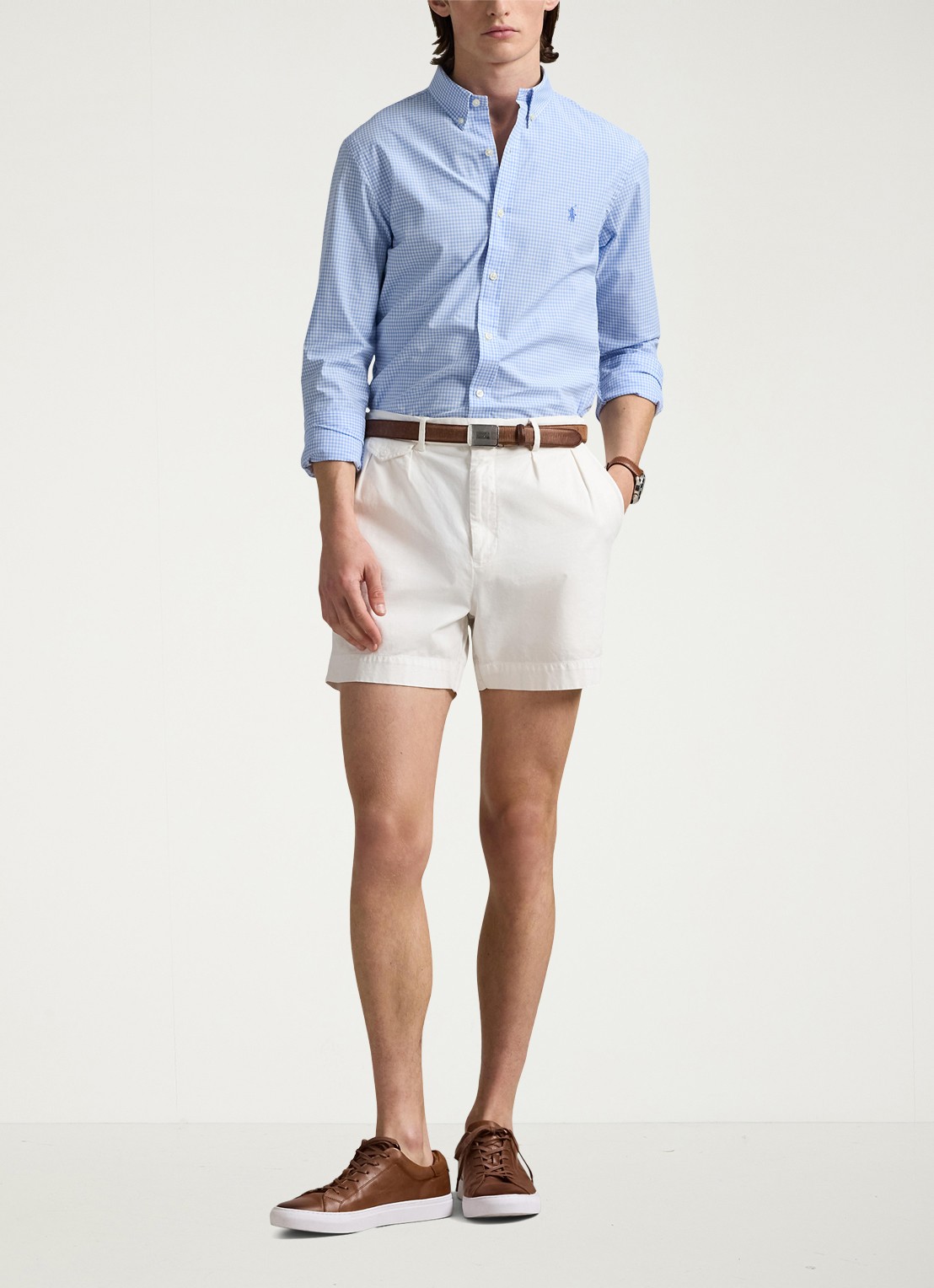 Ralph Lauren Custom fit overhemd met ruitdessin en logoborduring - voorkant 3 canvas blue/white / blauw