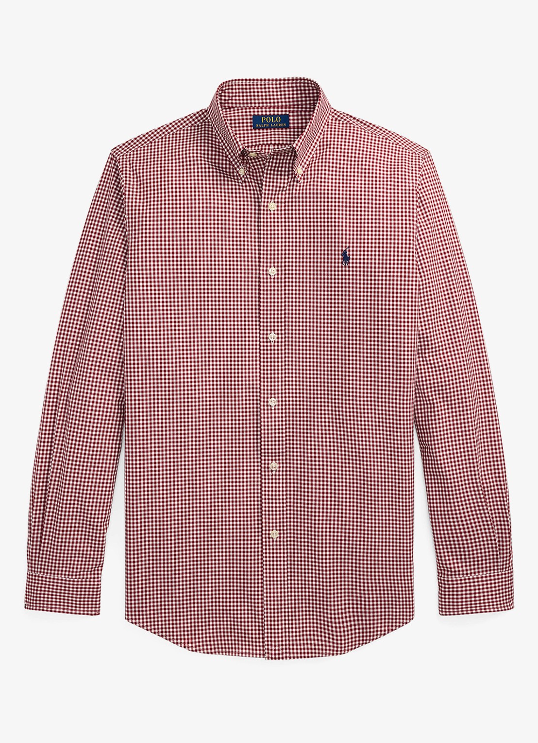 Ralph Lauren Custom fit overhemd met ruitdessin en logoborduring - voorkant 4 classic wine white / wijnrood