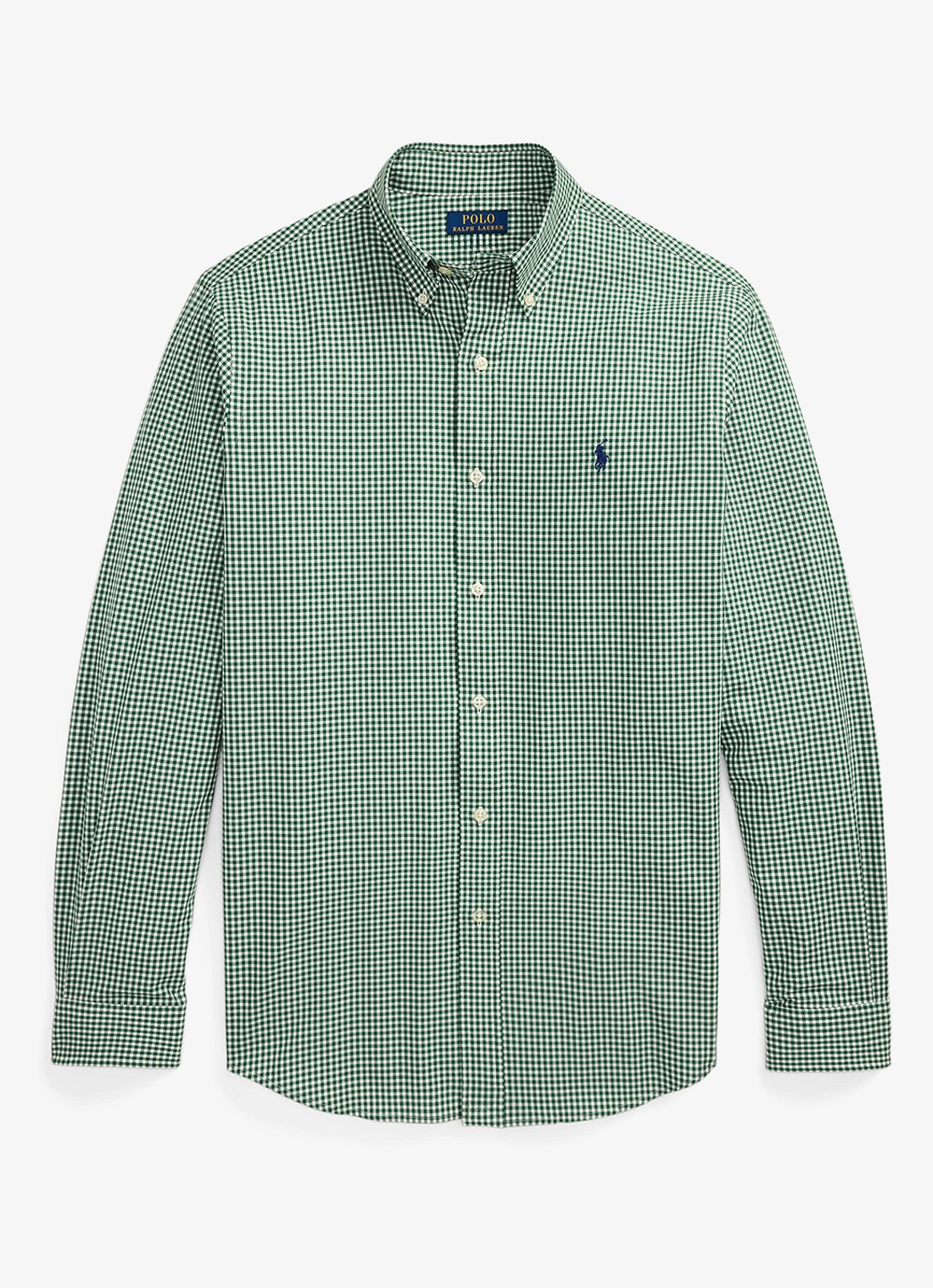 Ralph Lauren Custom fit overhemd met ruitdessin en logoborduring - voorkant 4 new forest white / groen