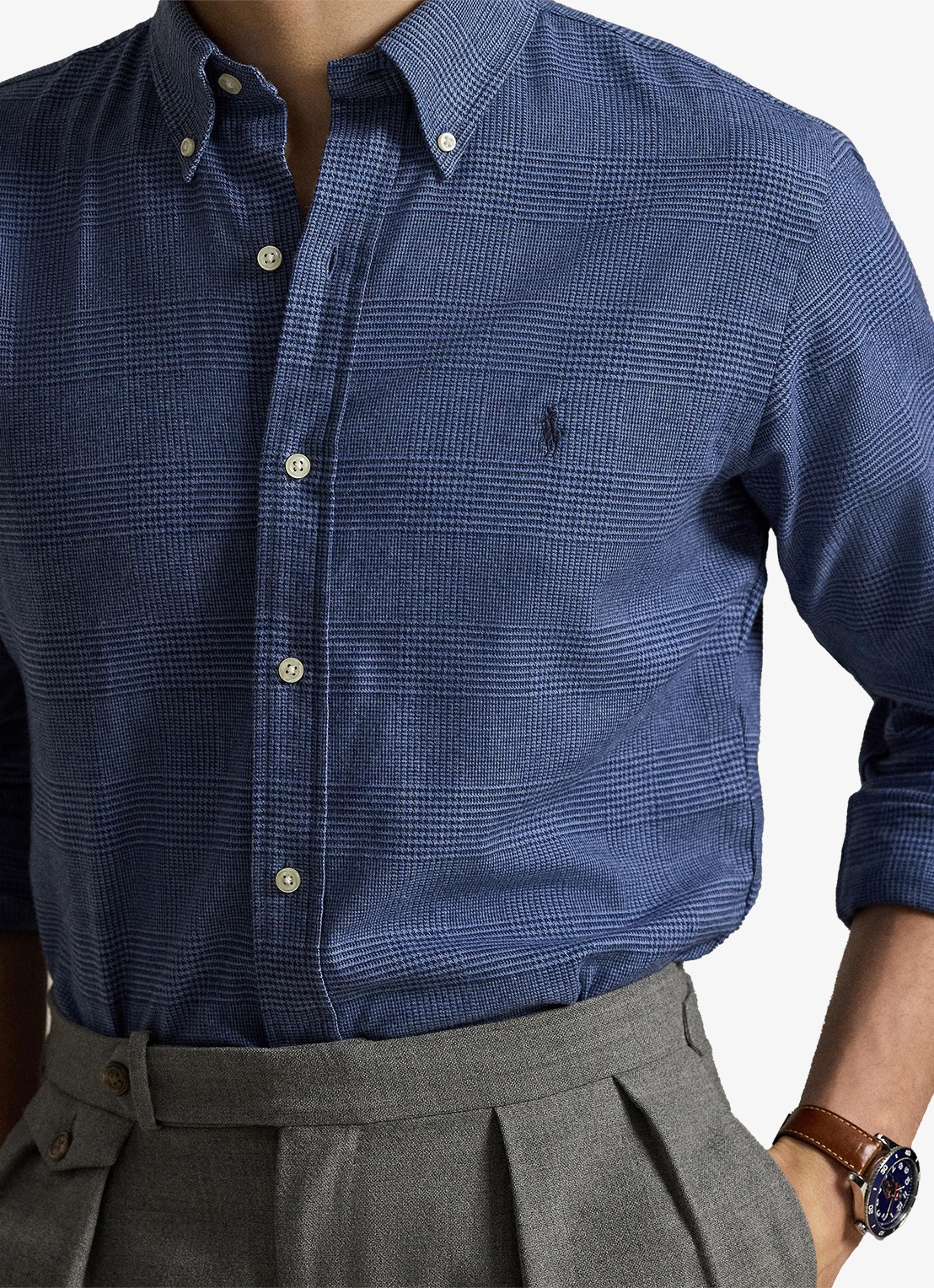 Ralph Lauren Custom fit overhemd met ruitdessin en logoborduring - detail 2 blue heather / blauw