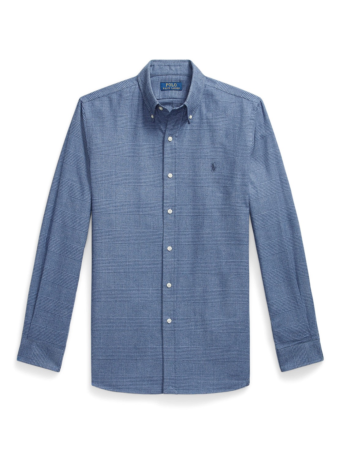 Ralph Lauren Custom fit overhemd met ruitdessin en logoborduring - voorkant 4 blue heather / blauw