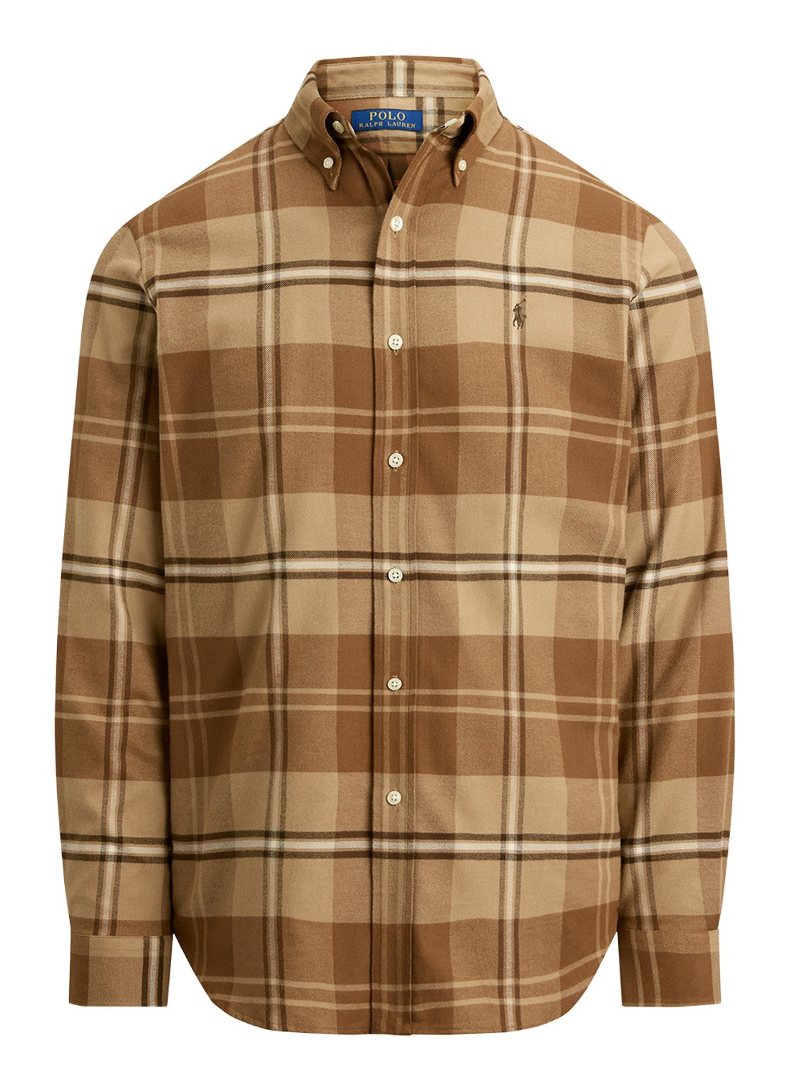 Ralph Lauren Custom fit overhemd met ruitdessin en logoborduring - voorkant brown multi / bruin