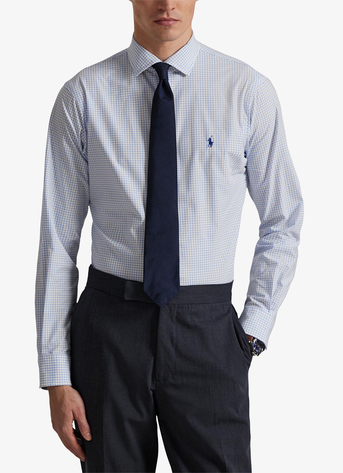 Ralph Lauren Custom fit overhemd met ruitdessin en logoborduring - detail 2 white harbor island