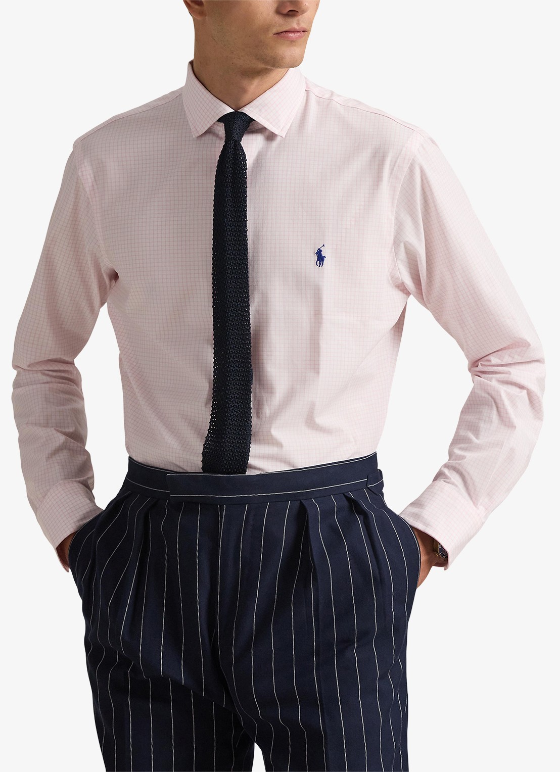 Ralph Lauren Custom fit overhemd met ruitdessin en logoborduring - detail 4 white carmel pink / lichtroze