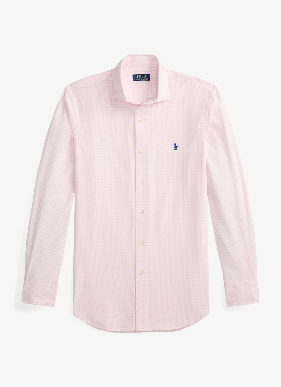 Ralph Lauren Custom fit overhemd met ruitdessin en logoborduring - voorkant white carmel pink / lichtroze