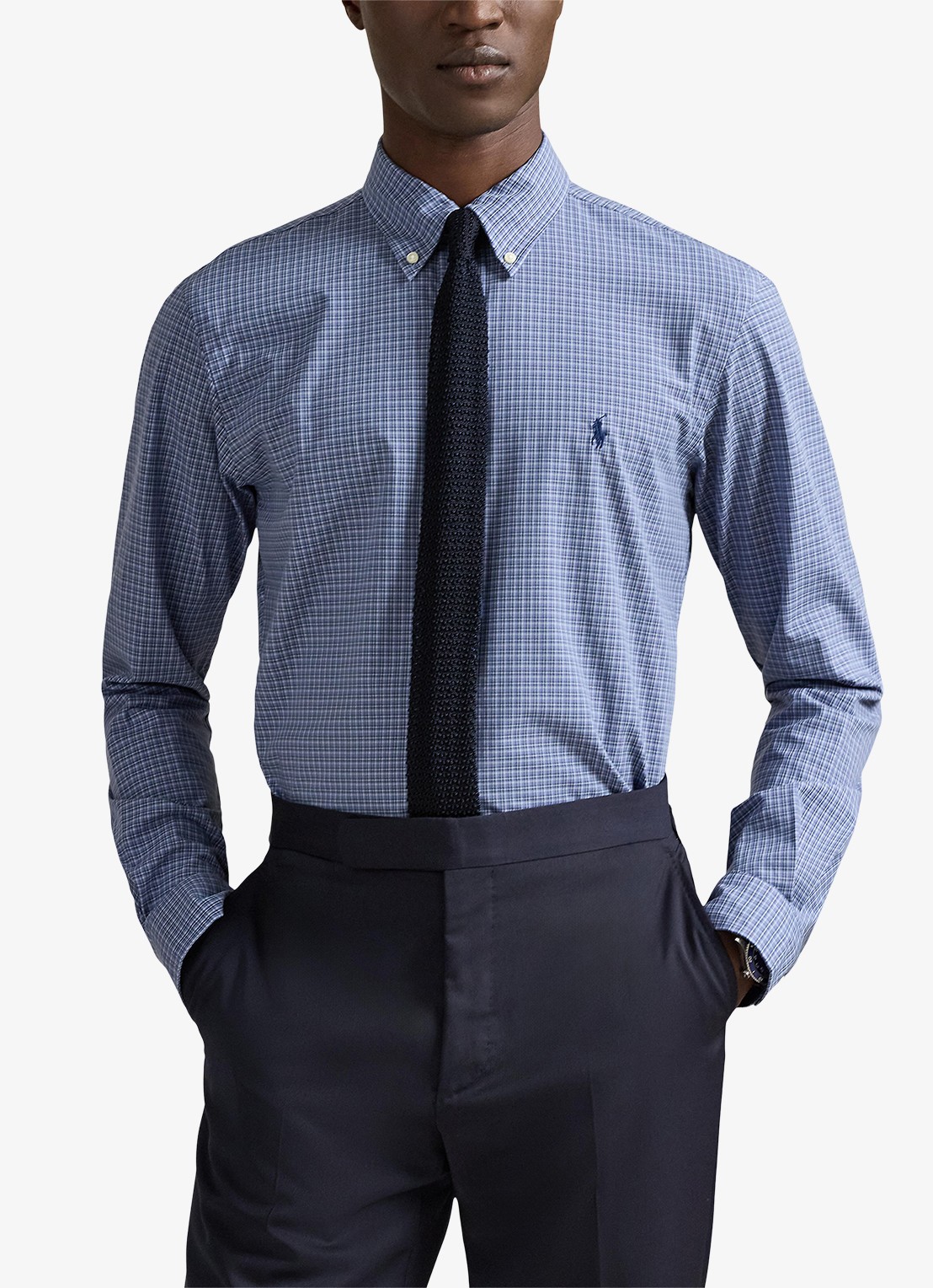 Ralph Lauren Custom fit overhemd met ruitdessin en logoborduring - detail 4 blue multi / blauw