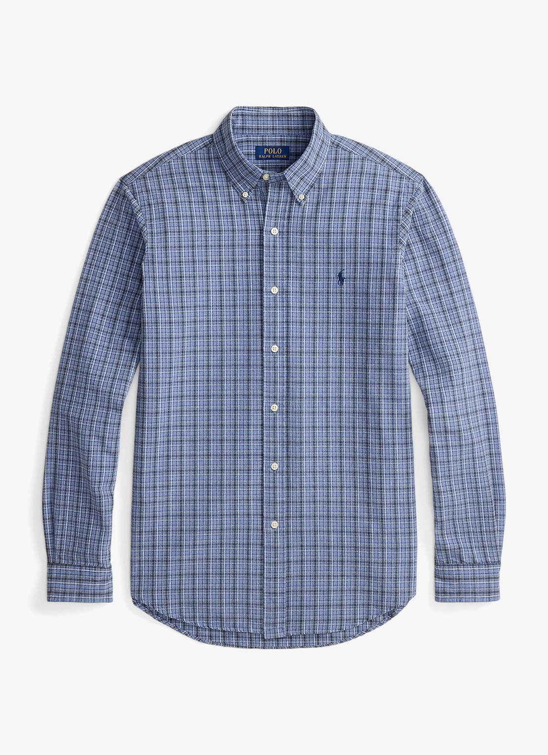Ralph Lauren Custom fit overhemd met ruitdessin en logoborduring - voorkant 2 blue heather / blauw