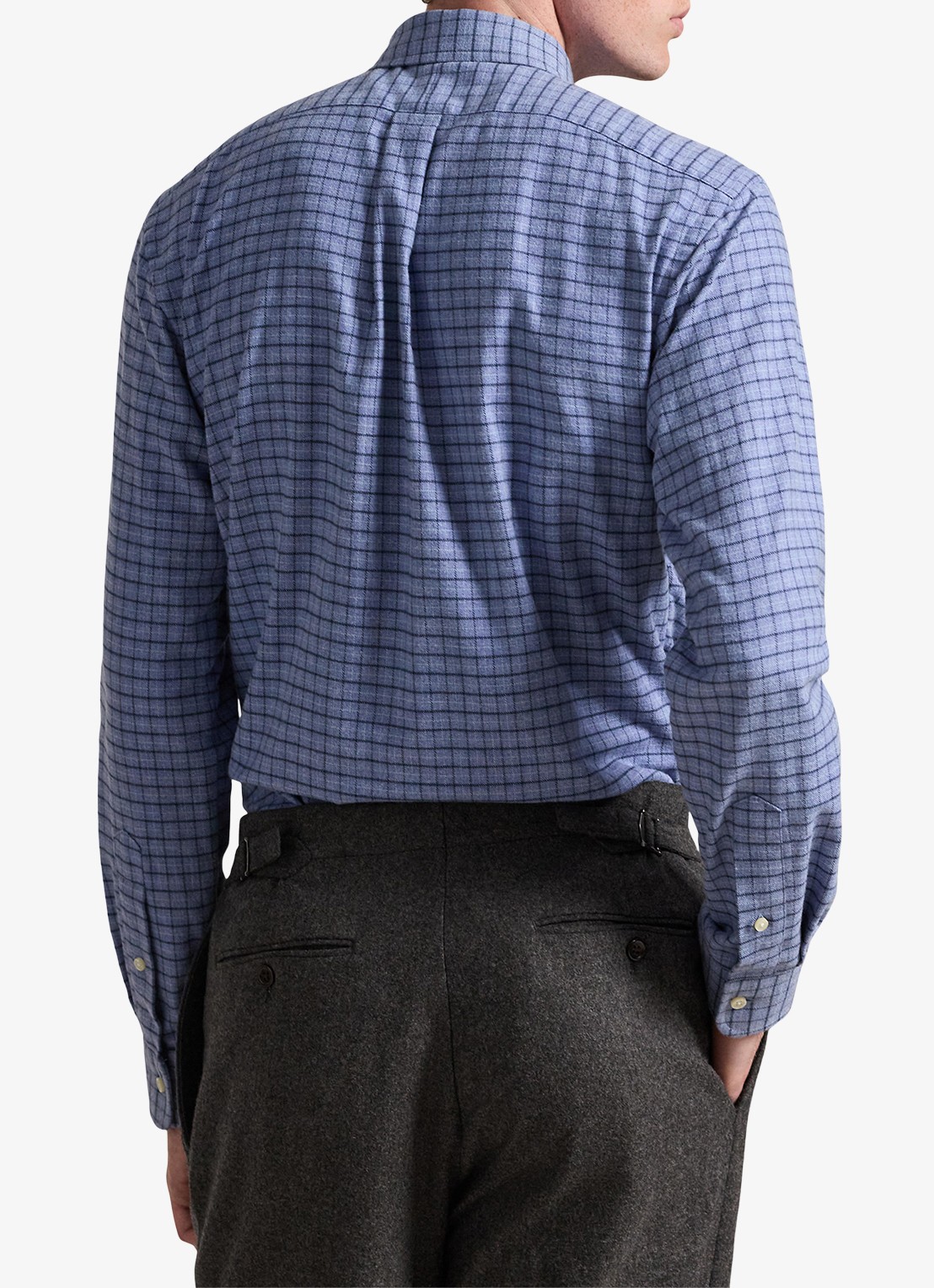 Ralph Lauren Custom fit overhemd met ruitdessin en logoborduring - achterkant 3 blue heather / blauw