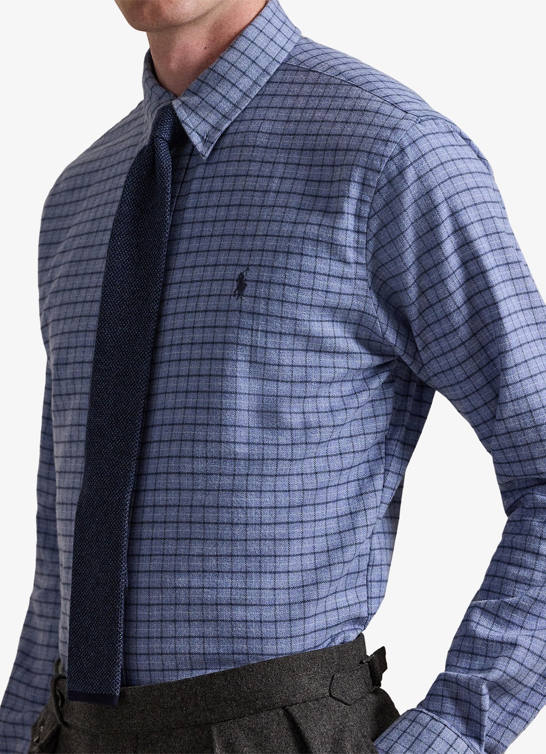 Ralph Lauren Custom fit overhemd met ruitdessin en logoborduring - detail 5 blue heather / blauw