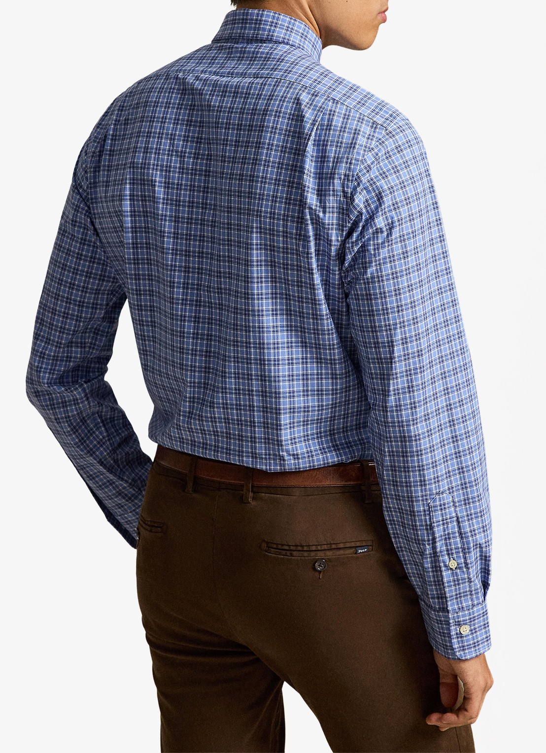 Ralph Lauren Custom fit overhemd met ruitdessin en logoborduring - achterkant blue multi / blauw