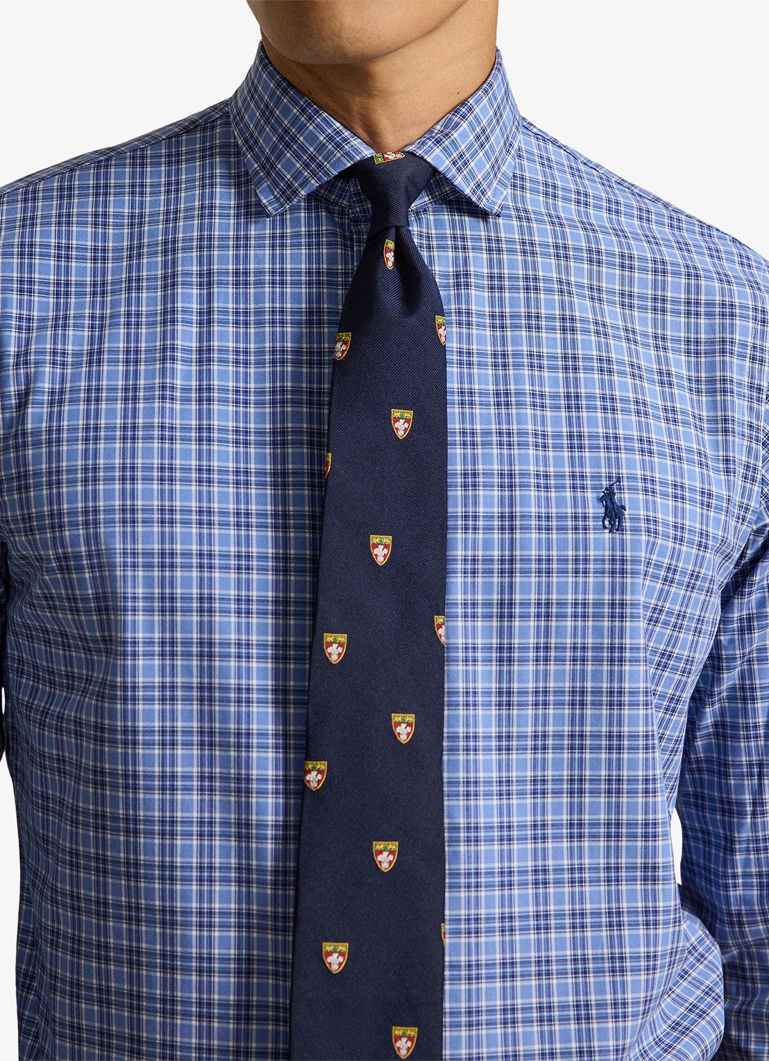 Ralph Lauren Custom fit overhemd met ruitdessin en logoborduring - detail 3 blue multi / blauw