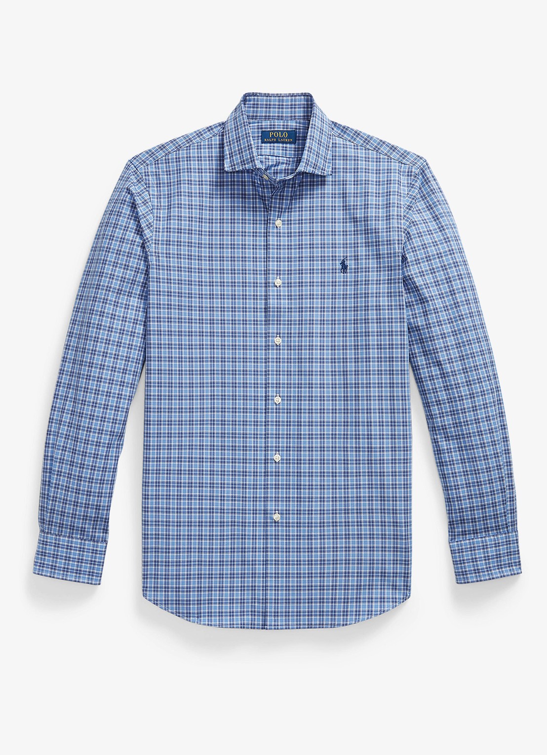 Ralph Lauren Custom fit overhemd met ruitdessin en logoborduring - voorkant 4 blue multi / blauw
