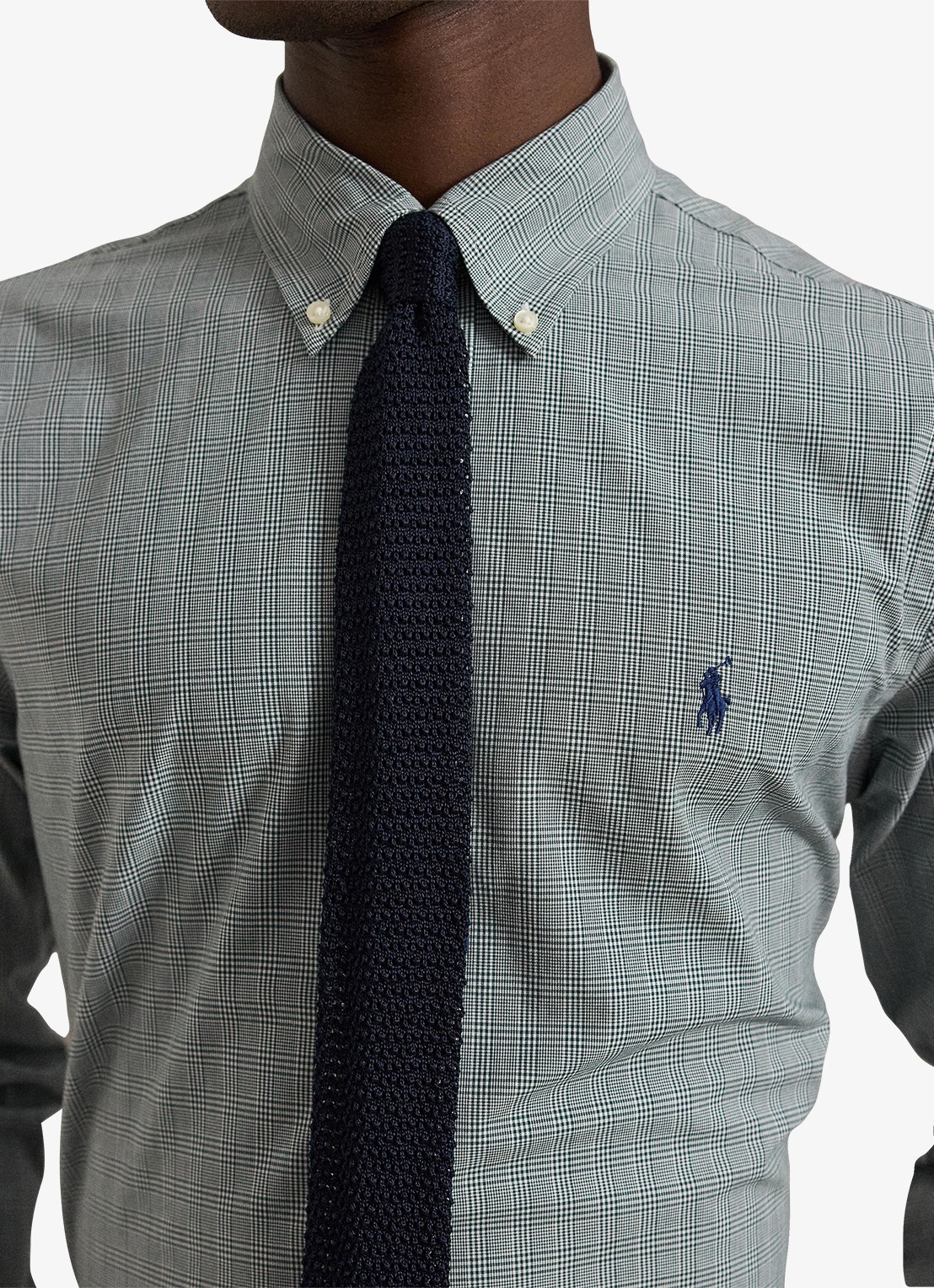 Ralph Lauren Custom fit overhemd met ruitdessin en logoborduring - detail 5 moss agate white / mosgroen