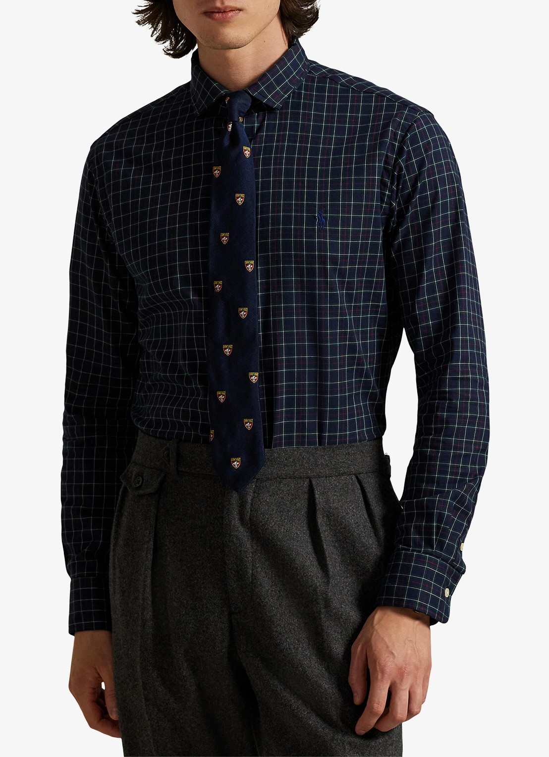 Ralph Lauren Custom fit overhemd met ruitdessin - detail navy forest / donkerblauw