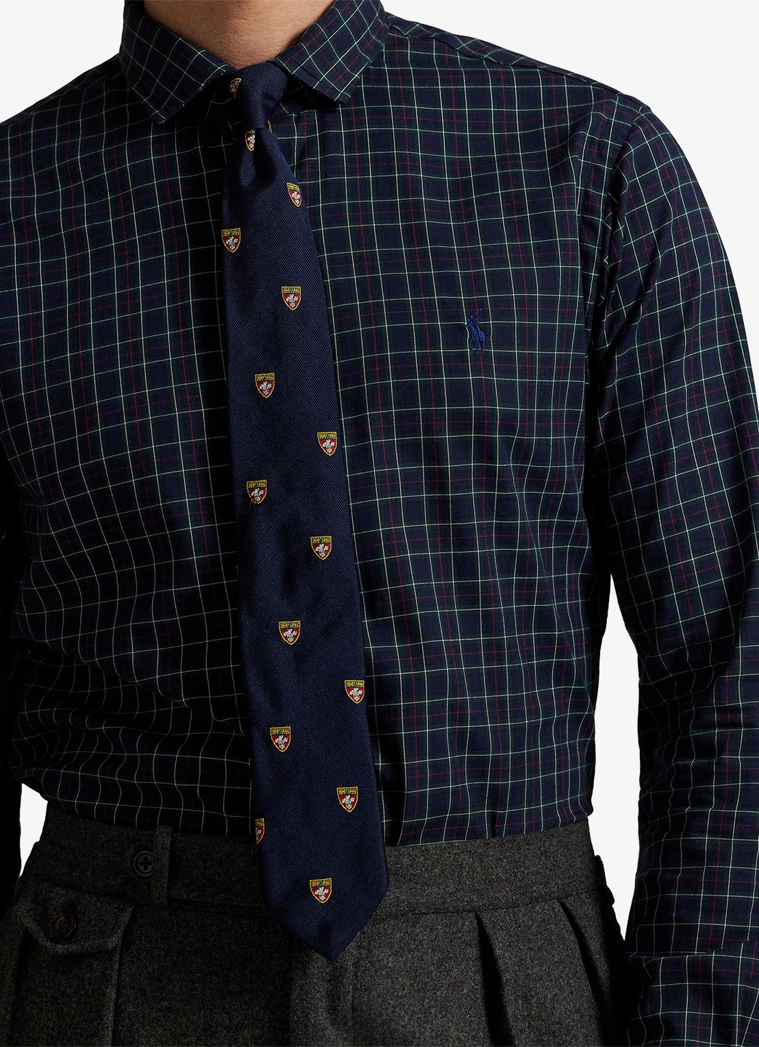 Ralph Lauren Custom fit overhemd met ruitdessin - detail 2 navy forest / donkerblauw
