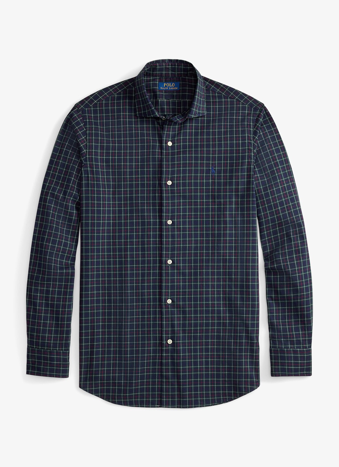 Ralph Lauren Custom fit overhemd met ruitdessin - voorkant 3 navy forest / donkerblauw