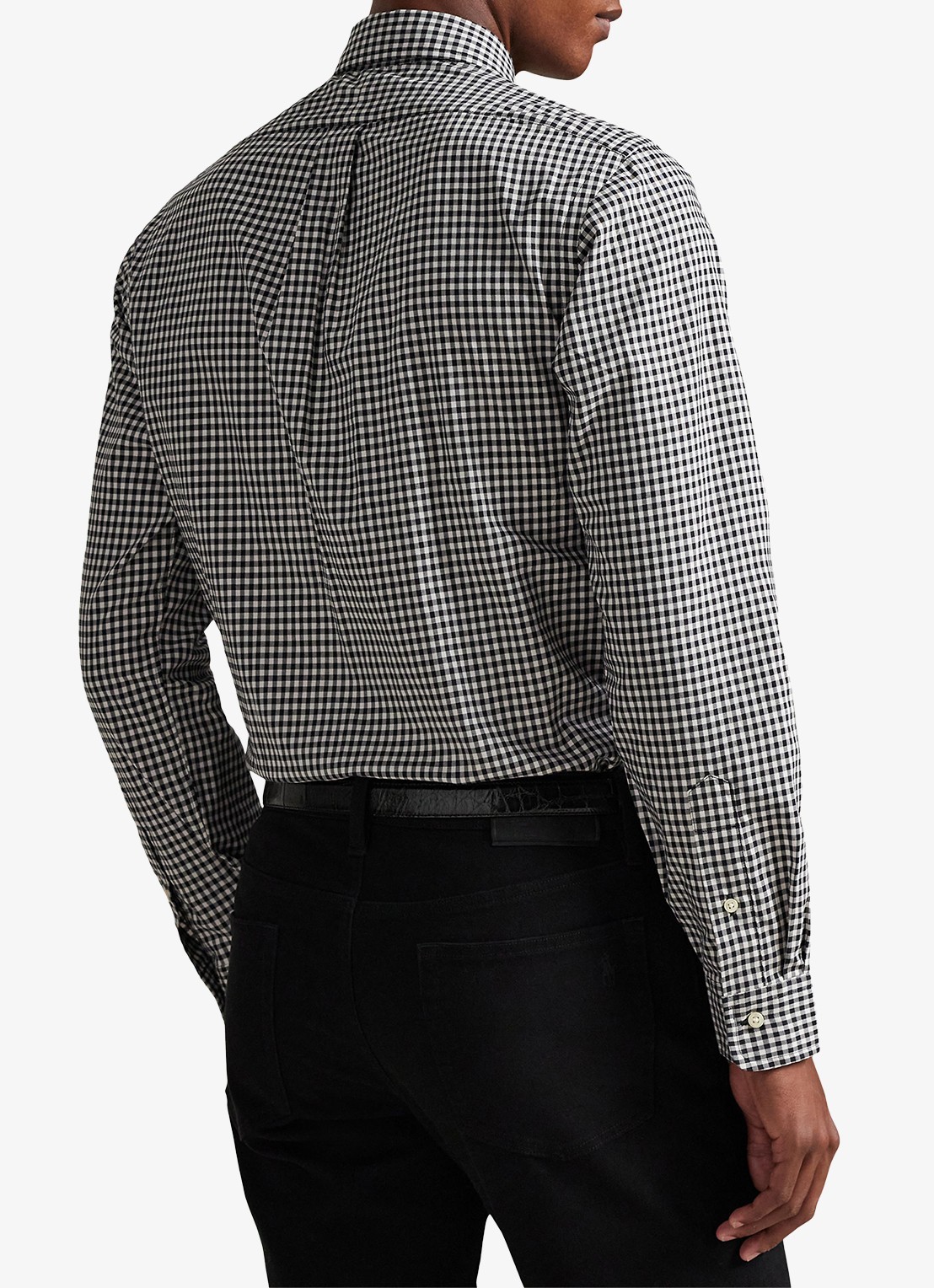 Ralph Lauren Custom fit overhemd met ruitdessin - achterkant nero/blanc