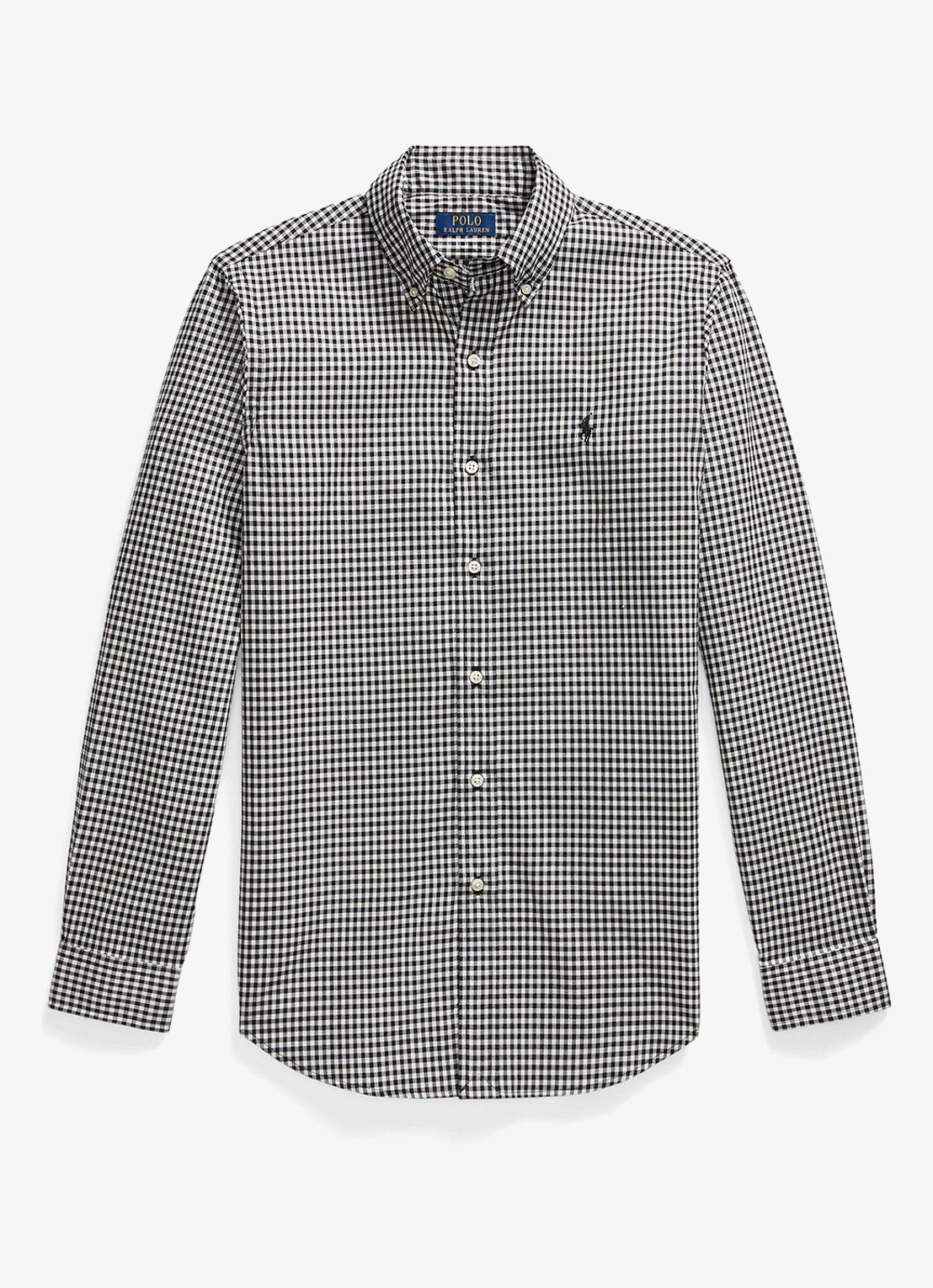 Ralph Lauren Custom fit overhemd met ruitdessin - voorkant 2 nero/blanc
