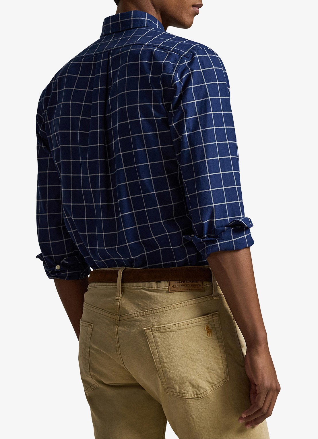 Ralph Lauren Custom fit overhemd met ruitdessin - achterkant navy white / donkerblauw