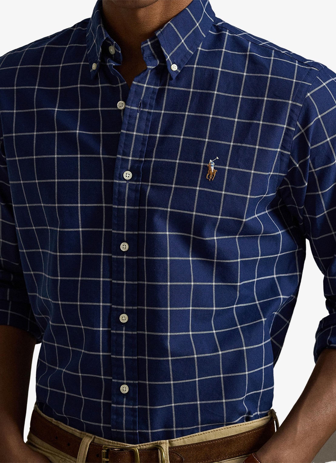 Ralph Lauren Custom fit overhemd met ruitdessin - detail 5 navy white / donkerblauw