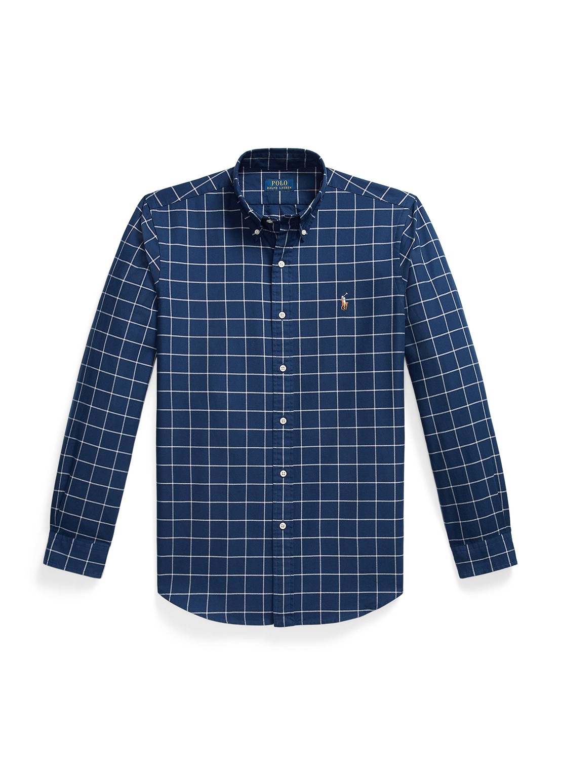 Ralph Lauren Custom fit overhemd met ruitdessin - voorkant 2 navy white / donkerblauw