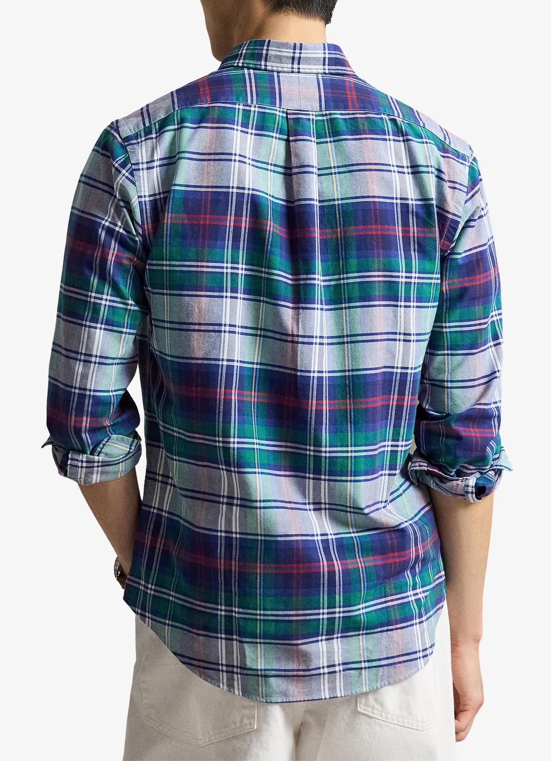 Ralph Lauren Custom fit overhemd met ruitdessin - achterkant 3 green blue multi / groen