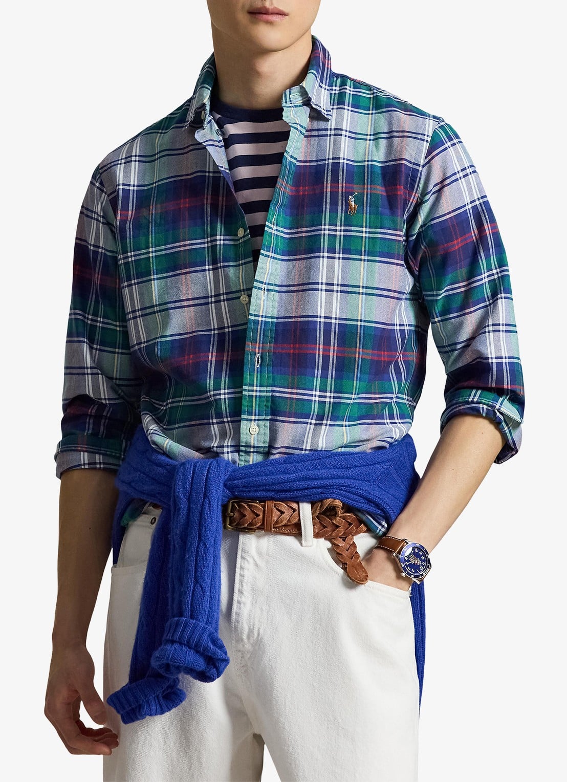 Ralph Lauren Custom fit overhemd met ruitdessin - detail green blue multi / groen