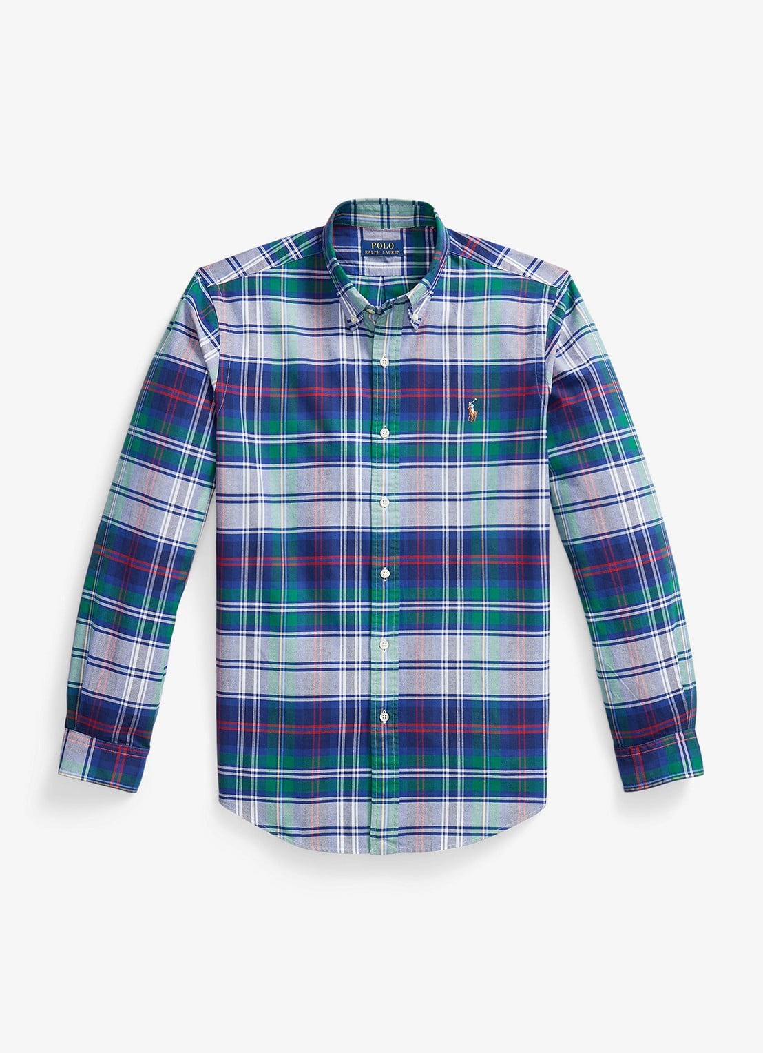 Ralph Lauren Custom fit overhemd met ruitdessin - voorkant 4 green blue multi / groen