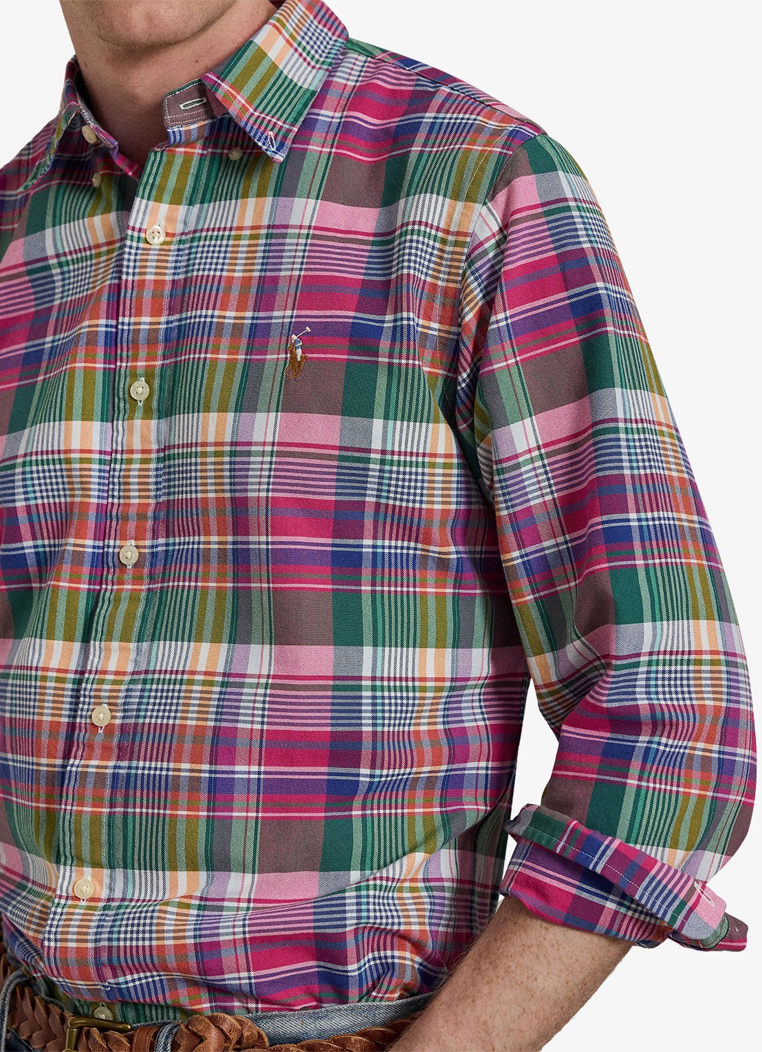 Ralph Lauren Custom fit overhemd met ruitdessin - detail 2 pink blue multi / roze
