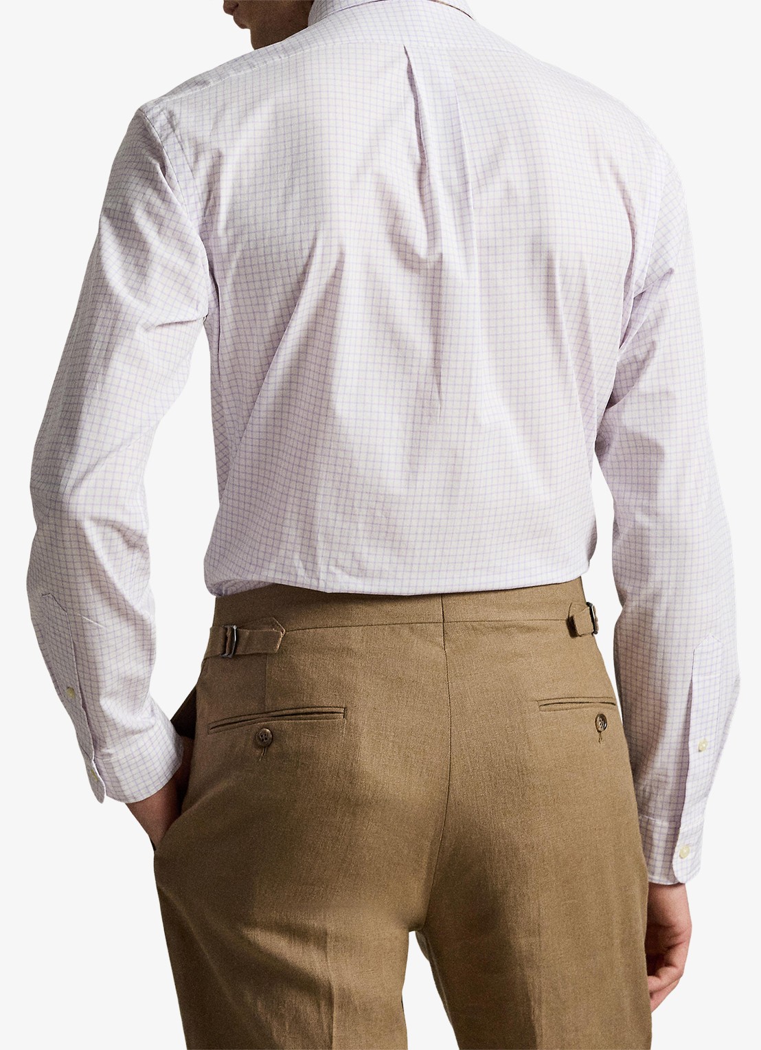 Ralph Lauren Custom fit overhemd met ruitdessin - achterkant 5 powder purple white / paars