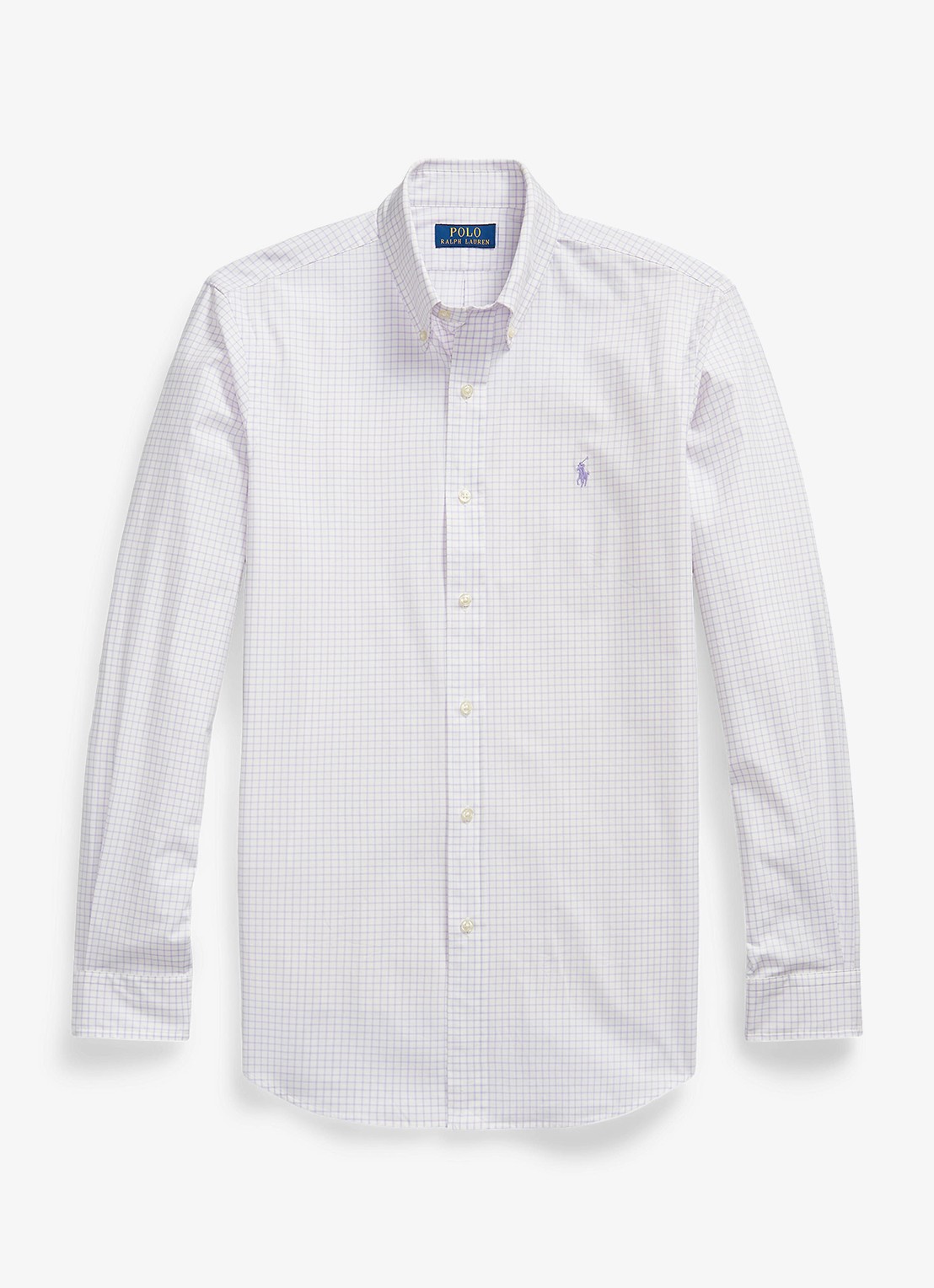 Ralph Lauren Custom fit overhemd met ruitdessin - voorkant powder purple white / paars