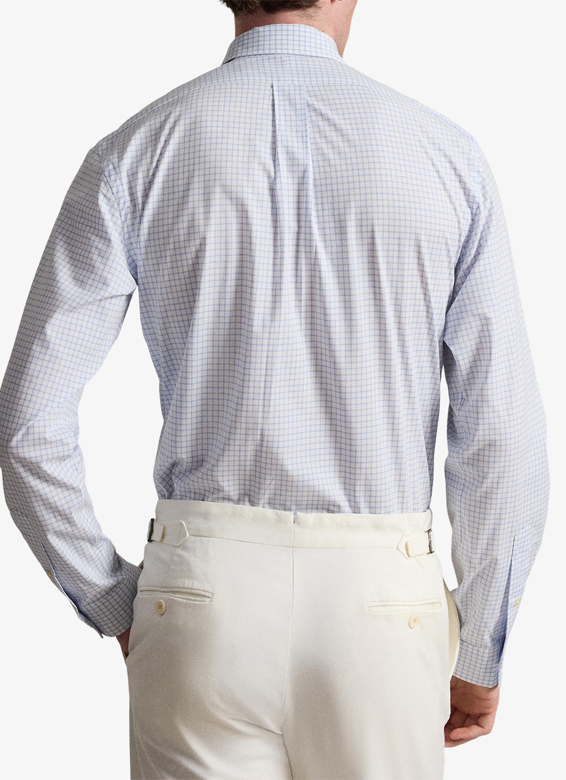 Ralph Lauren Custom fit overhemd met ruitdessin - achterkant 3 cabana blue white / blauw
