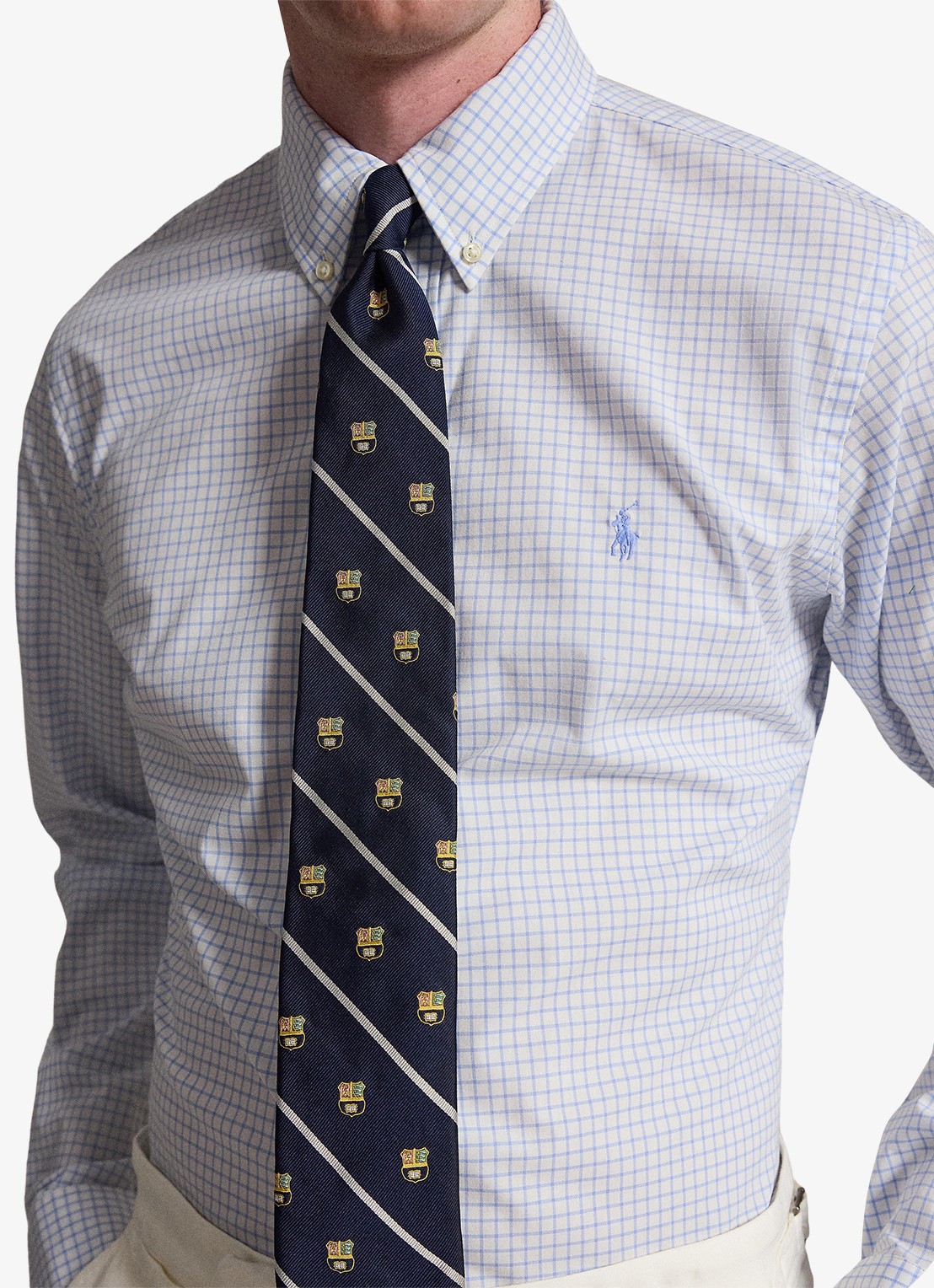 Ralph Lauren Custom fit overhemd met ruitdessin - detail 5 cabana blue white / blauw